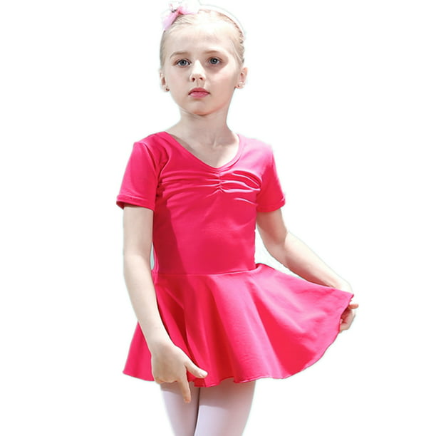 Girls Kids Long Sleeve Leotard Bowknot Ballet Dance Dress Gymnastics Dancewear 